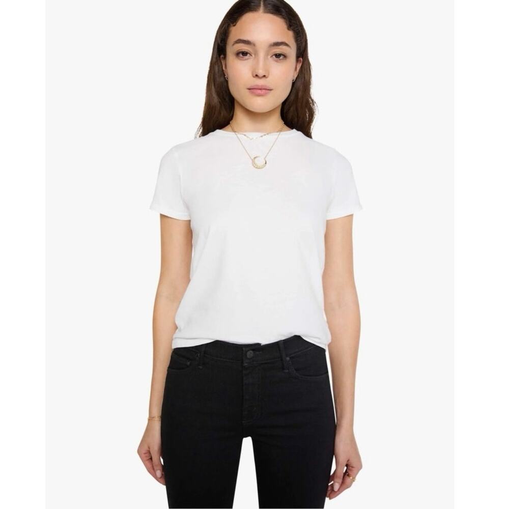 NWOT MOTHER Denim The Lil Goodie Goodie T-Shirt in White SZ L